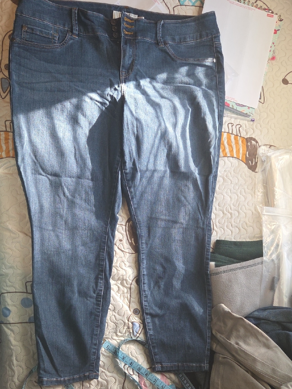 torrid Denim Jeans in Dark Blue with Tan Stitching